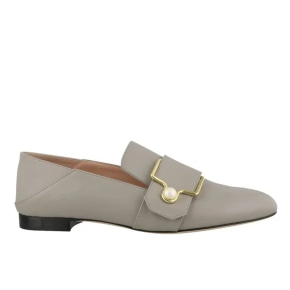 BALLY Maelle pearl embellishment loafers in grey